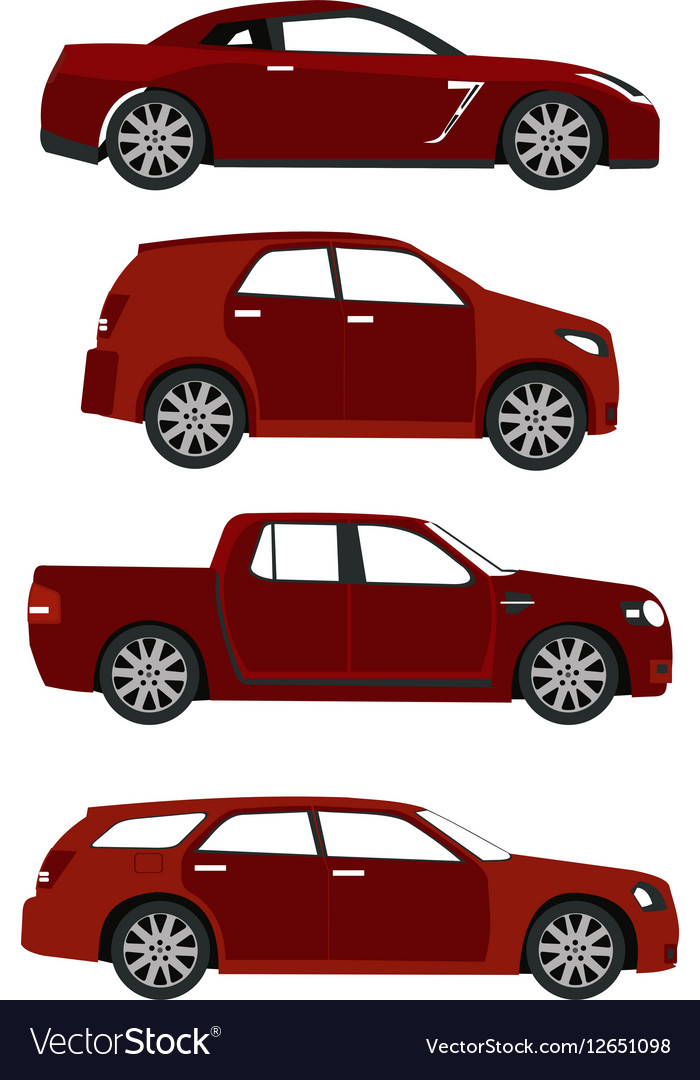 Set of red cars Royalty Free Vector Image - VectorStock