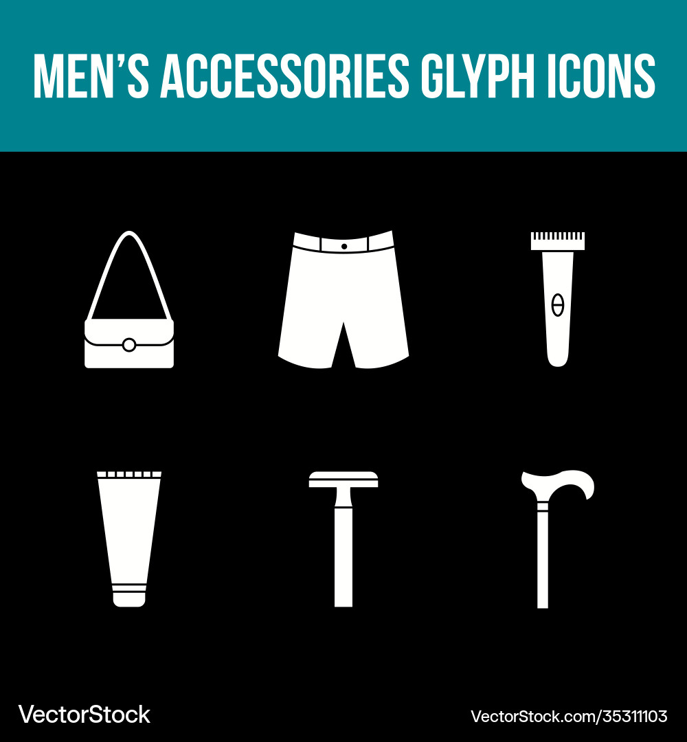 Mens accessories icon set Royalty Free Vector Image