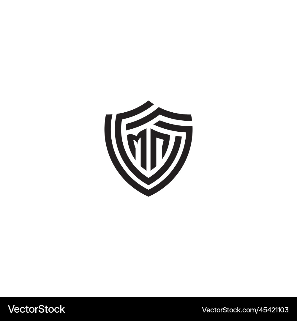 Nm geometric line shield logo initial concept Vector Image