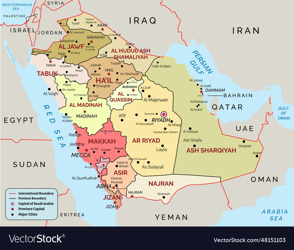 Saudi arabia map Royalty Free Vector Image - VectorStock