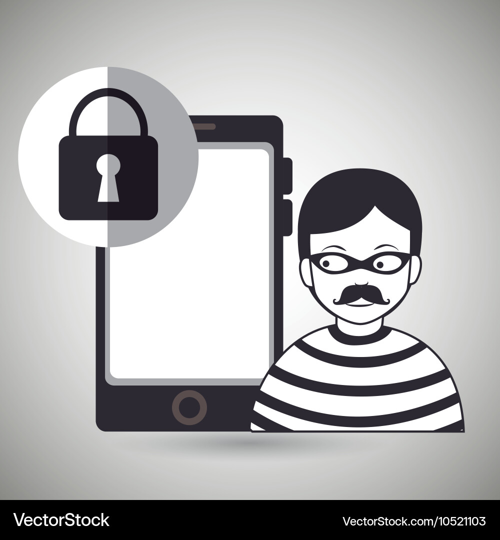 Smartphone security protection hacker Royalty Free Vector