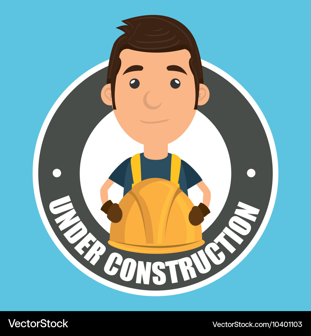 Under construction worker website Royalty Free Vector Image