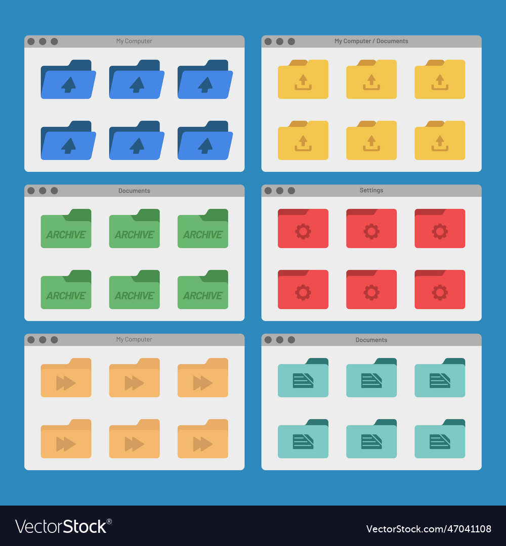 Desktop interface window with folders isolated Vector Image