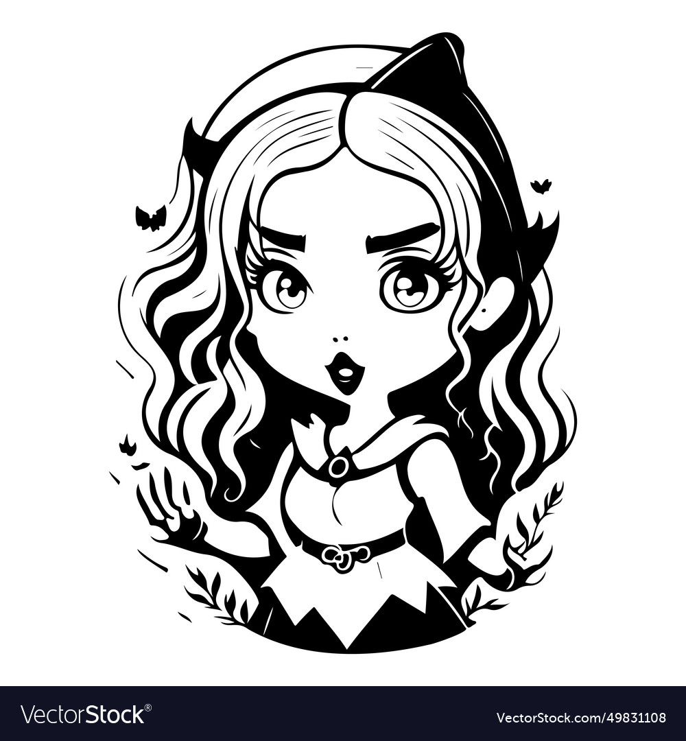 Halloween witch scary sketch hand draw Royalty Free Vector