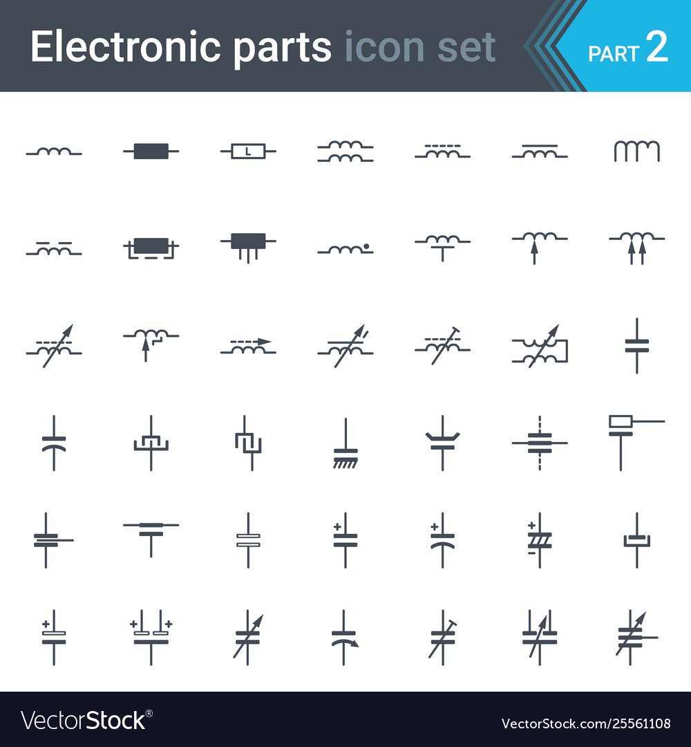 Inductors coils capacitors electric condensers Vector Image