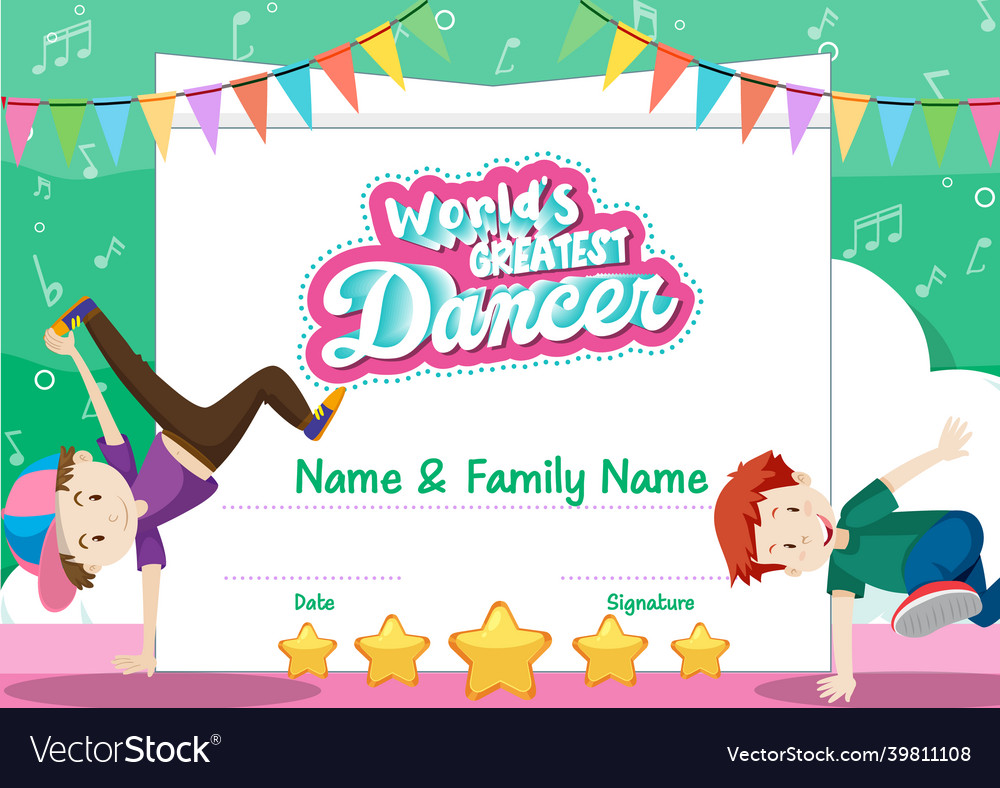 World greatest dancer certificate template