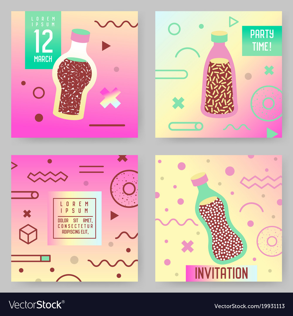 abstract memphis style posters templates set vector image posters templates