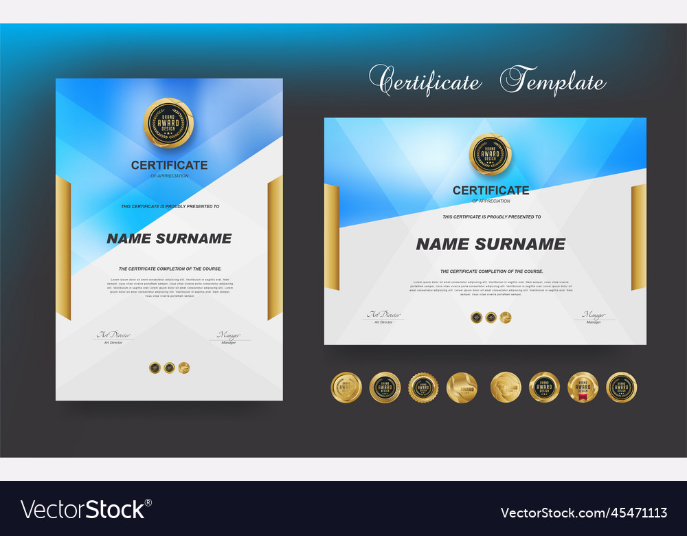 Certificate of appreciation or award diploma Vector Image