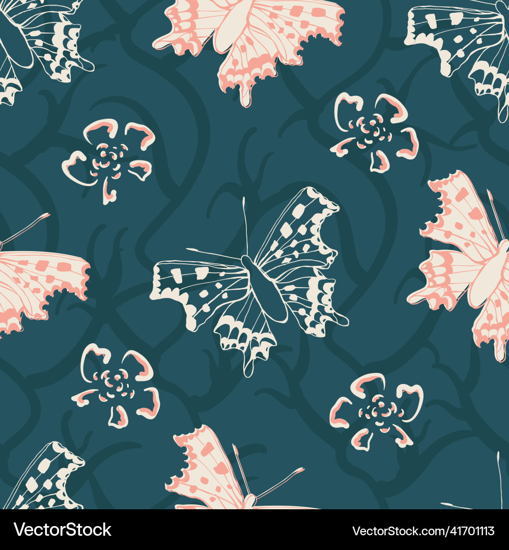 Comma butterfly seamless pattern background Vector Image