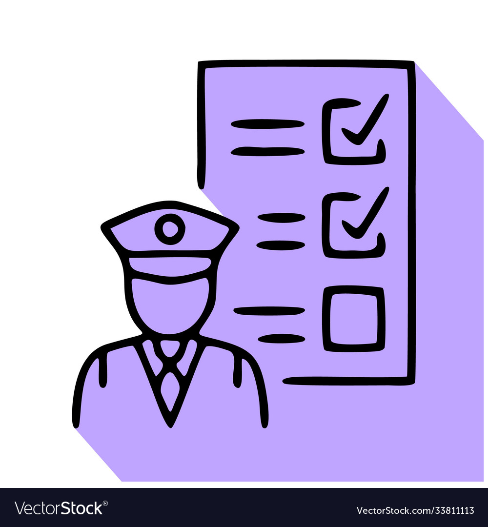 Customs clearance flat line icon policeman