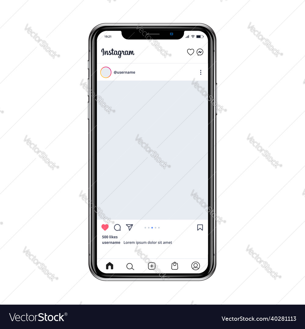 Instagram post template on smartphone Royalty Free Vector