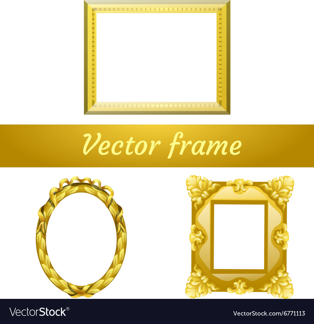 Set of three gold frame for your design needs Vector Image
