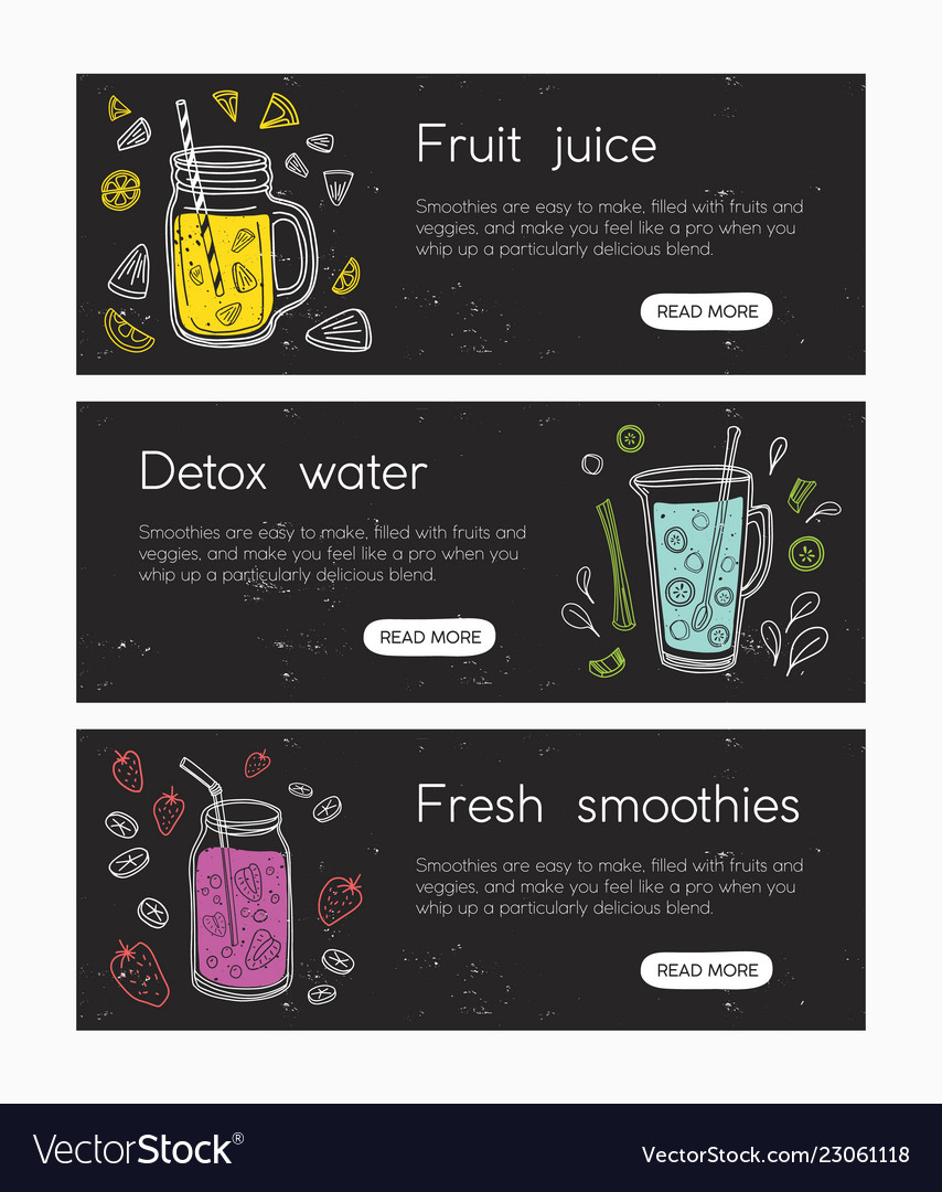 Collection Of Web Banner Templates With Smoothies Vector Image