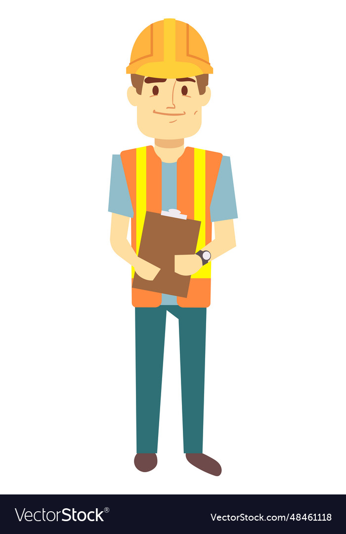 Construction worker character cartoon man in hard Vector Image