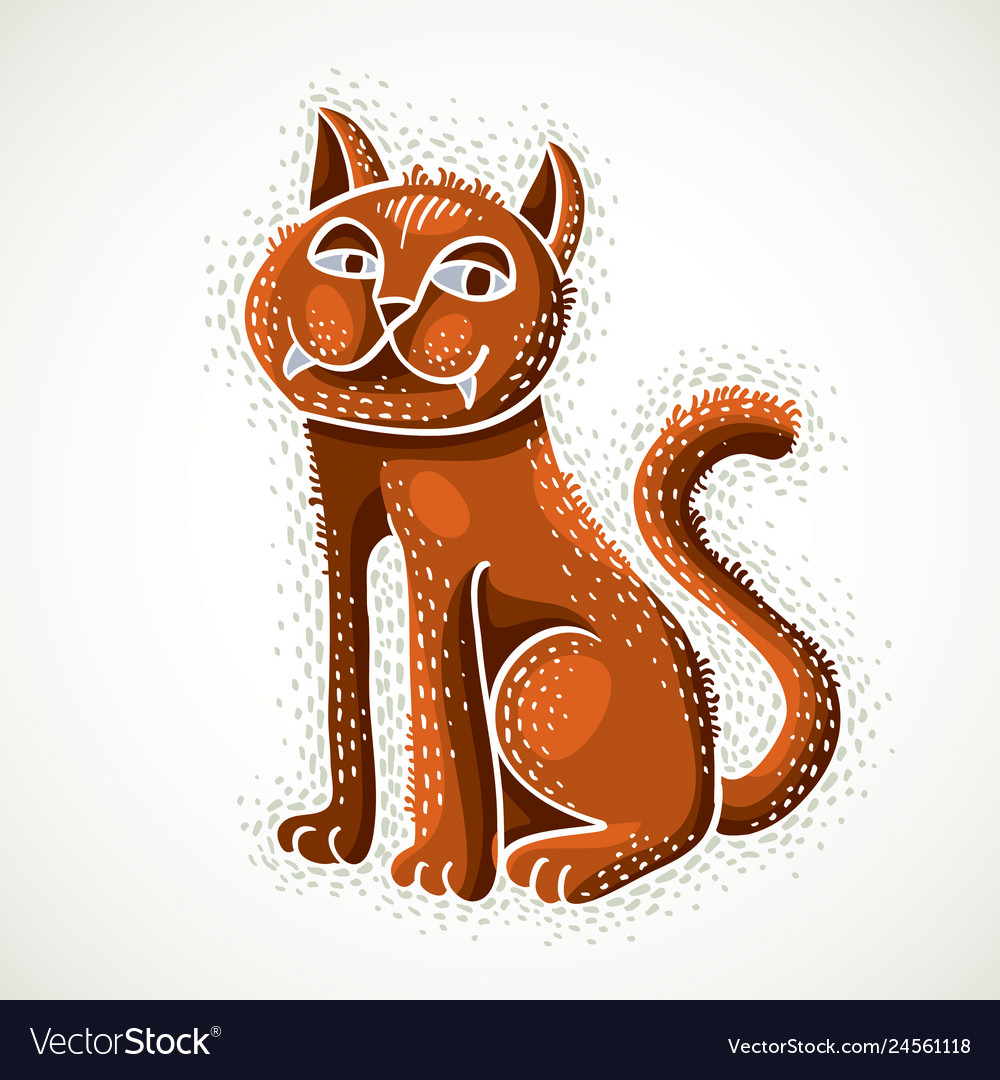 Cute cartoon doodle red cat nice pet sitting