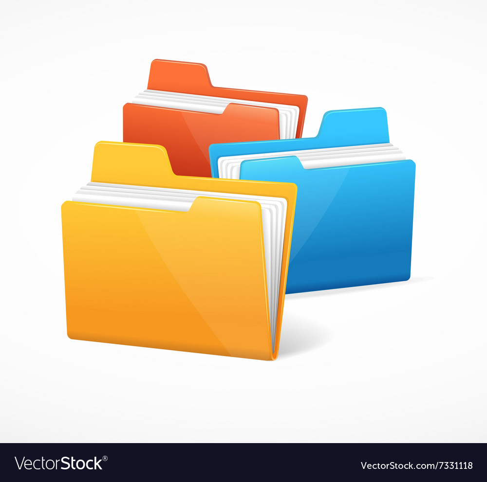 File folder colorful set Royalty Free Vector Image