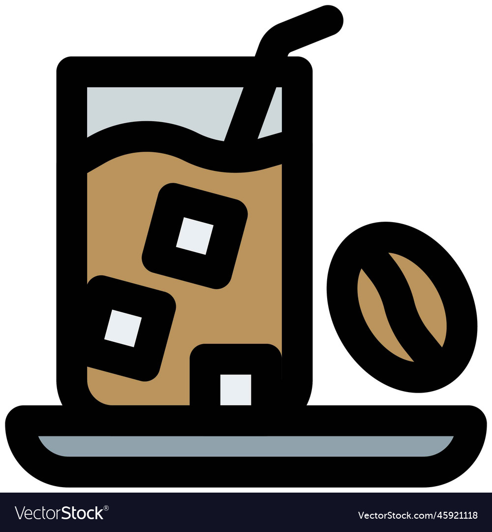 Iced coffee outline icon Royalty Free Vector Image