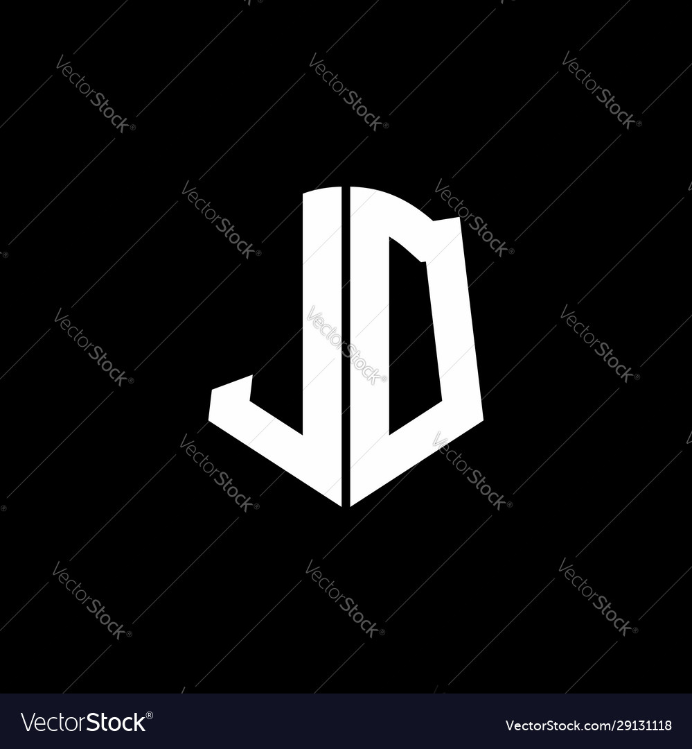 Jd monogram letter logo ribbon with shield style Vector Image