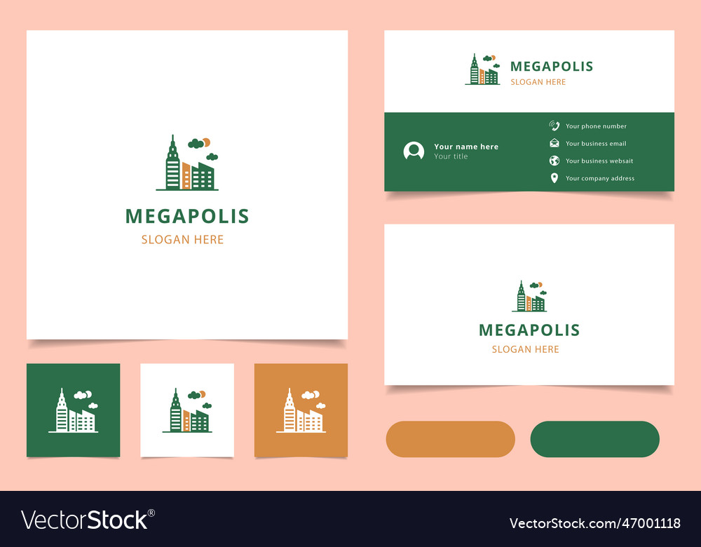 Megapolis logo design with editable slogan Vector Image