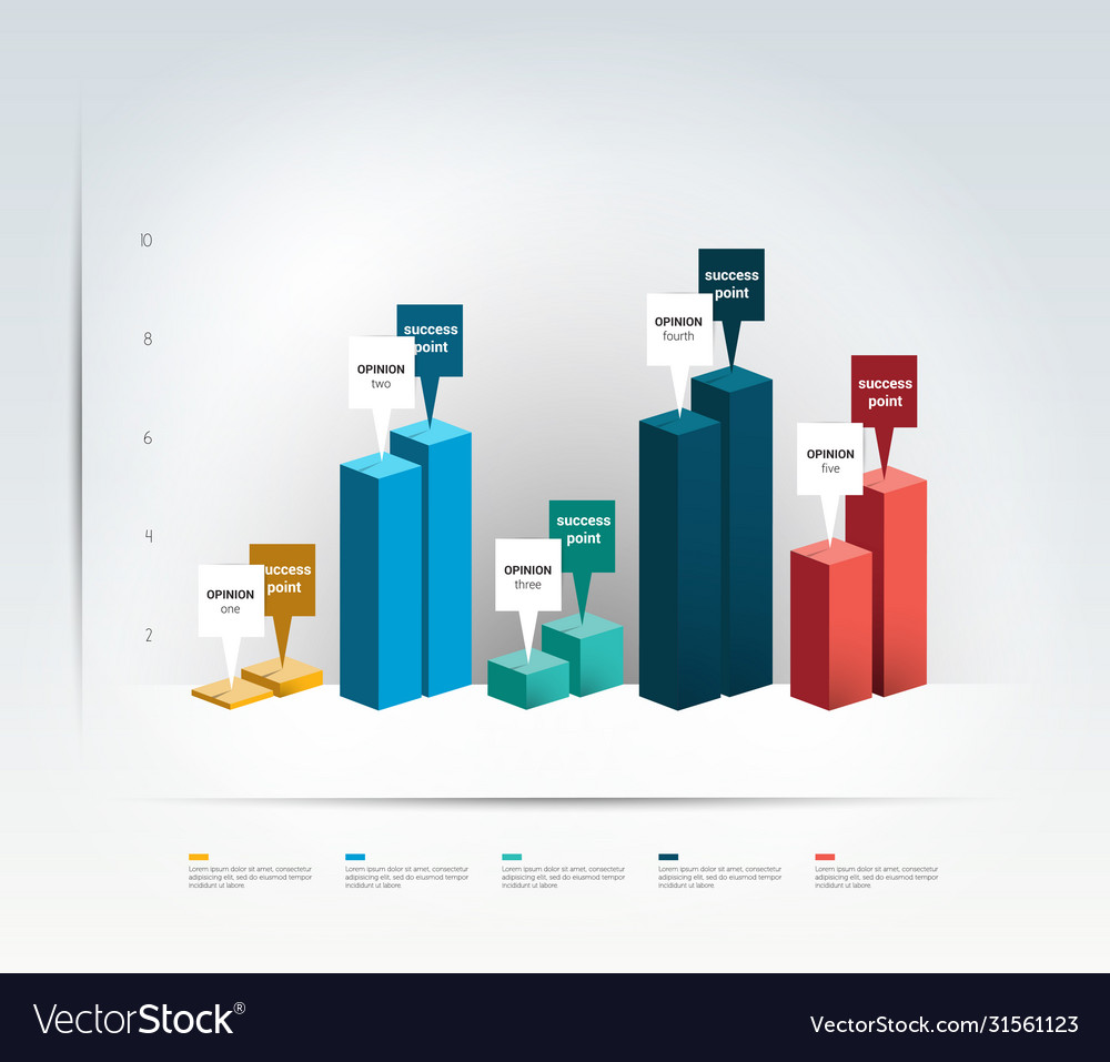 3d design graph infographics chart Royalty Free Vector Image