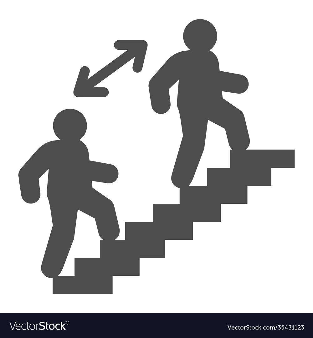 Distance between two people on staircase solid Vector Image