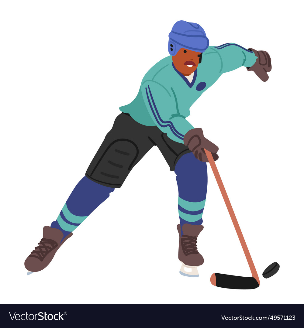 Fierce hockey player clad in gear gliding Vector Image