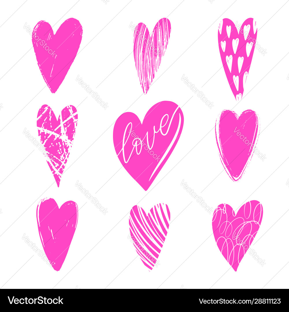 Set texture pink hearts love symbol Royalty Free Vector