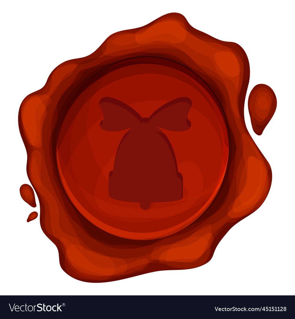 Christmas wax seal with bell round stump red color