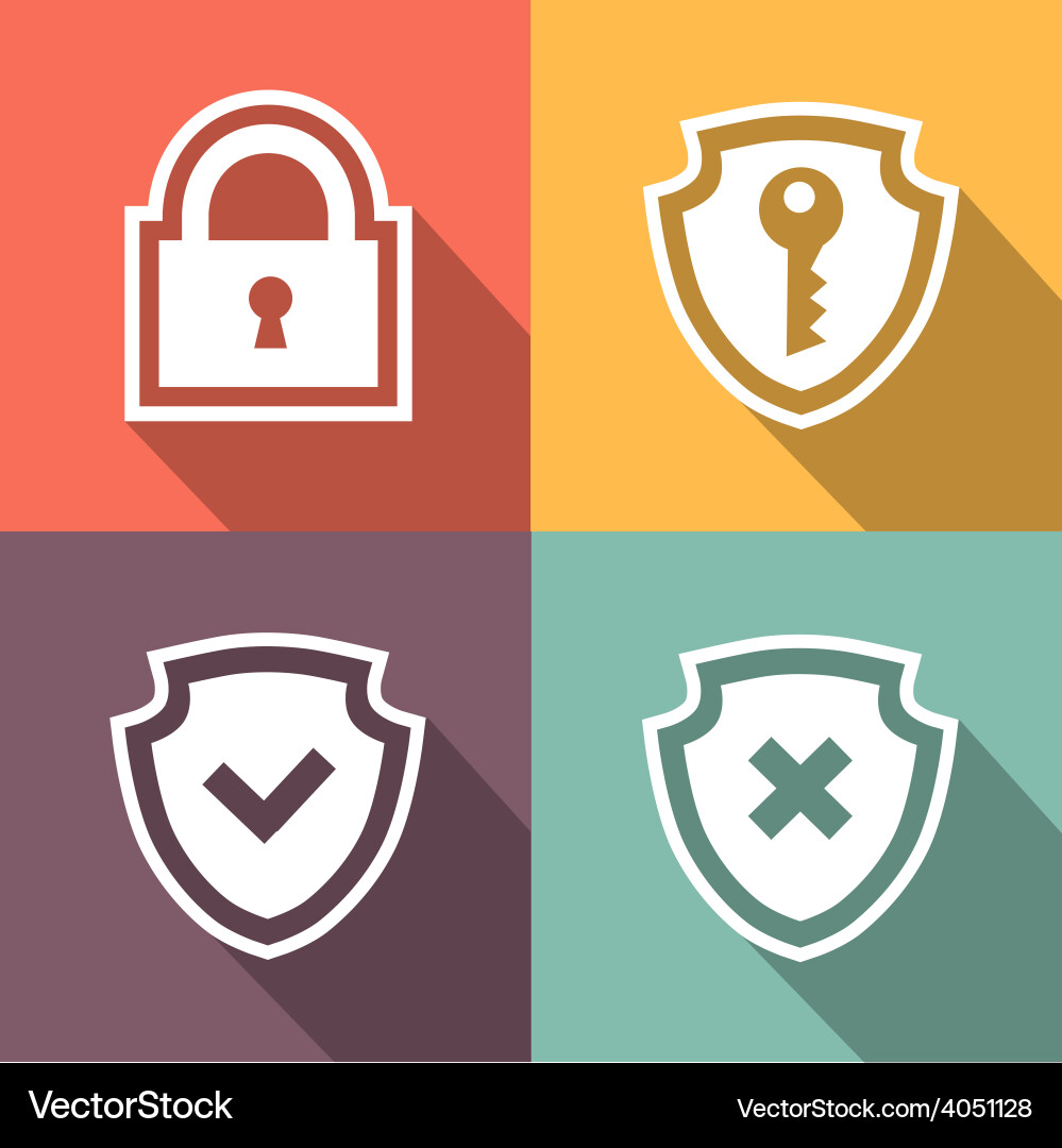 Flat security icons Royalty Free Vector Image - VectorStock