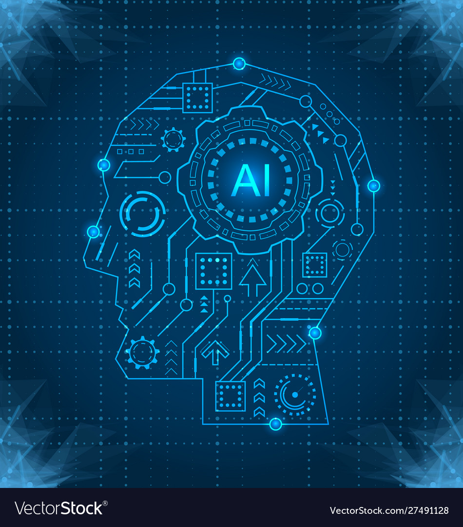 Human brain mind head with artificial intelligence