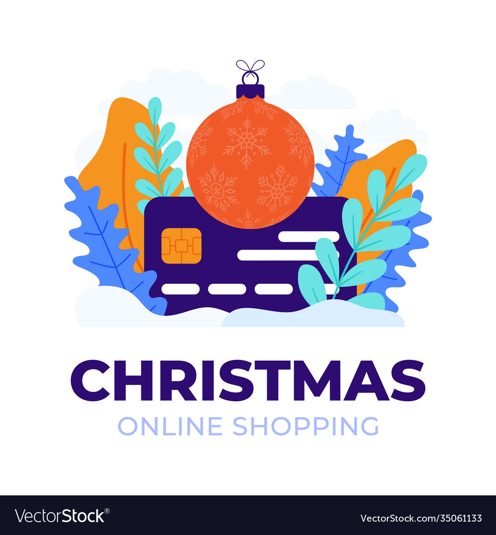 Christmas online shopping credit card stock Vector Image
