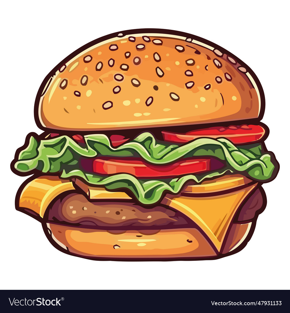 Grilled burger with cheese Royalty Free Vector Image