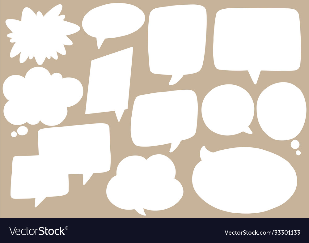 Hand drawn background set cute speech bubbles Vector Image