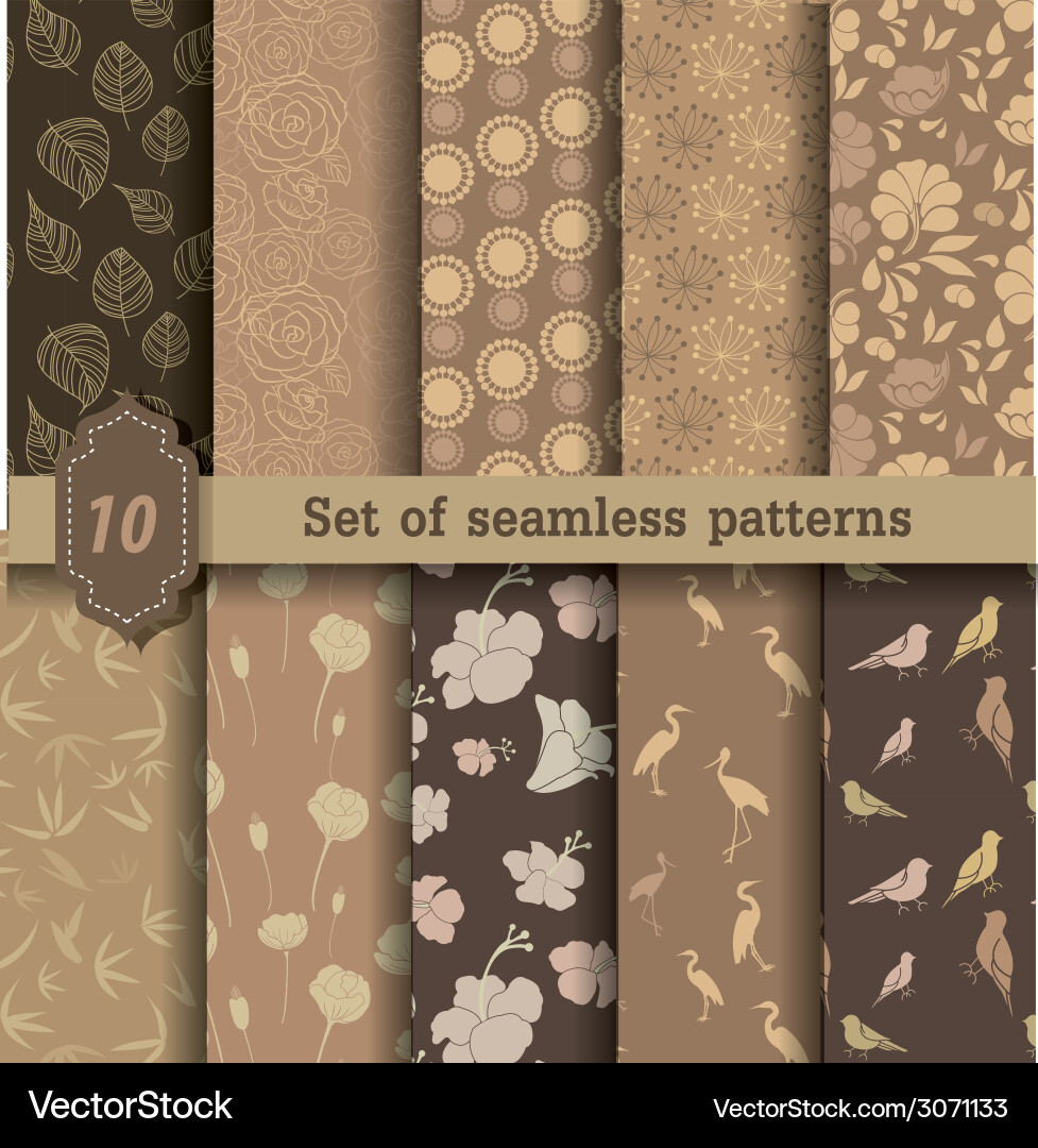 Nature style seamless patterns Royalty Free Vector Image