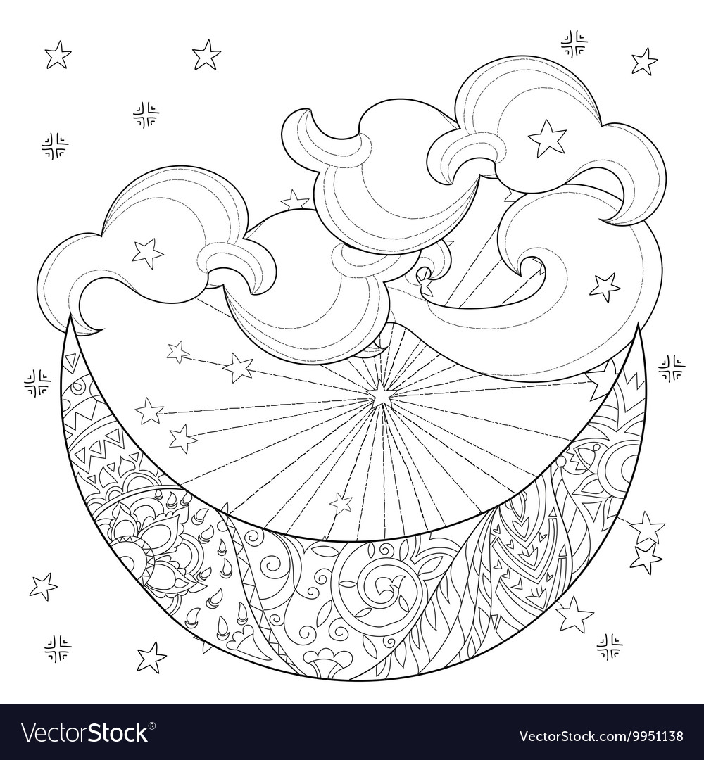 Christmas half moon with stars Royalty Free Vector Image