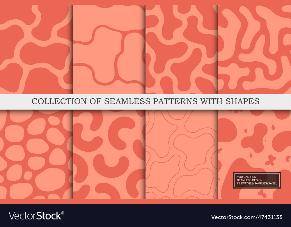 Collection of red seamless patterns with abstract Vector Image