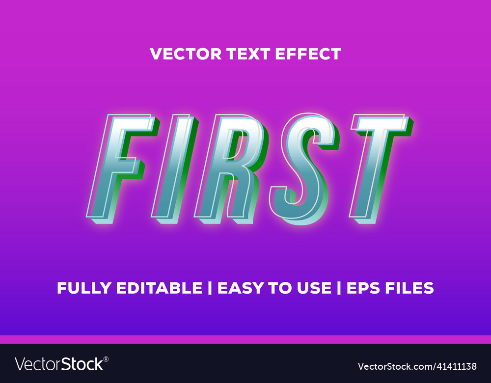 First text effect fully editable Royalty Free Vector Image