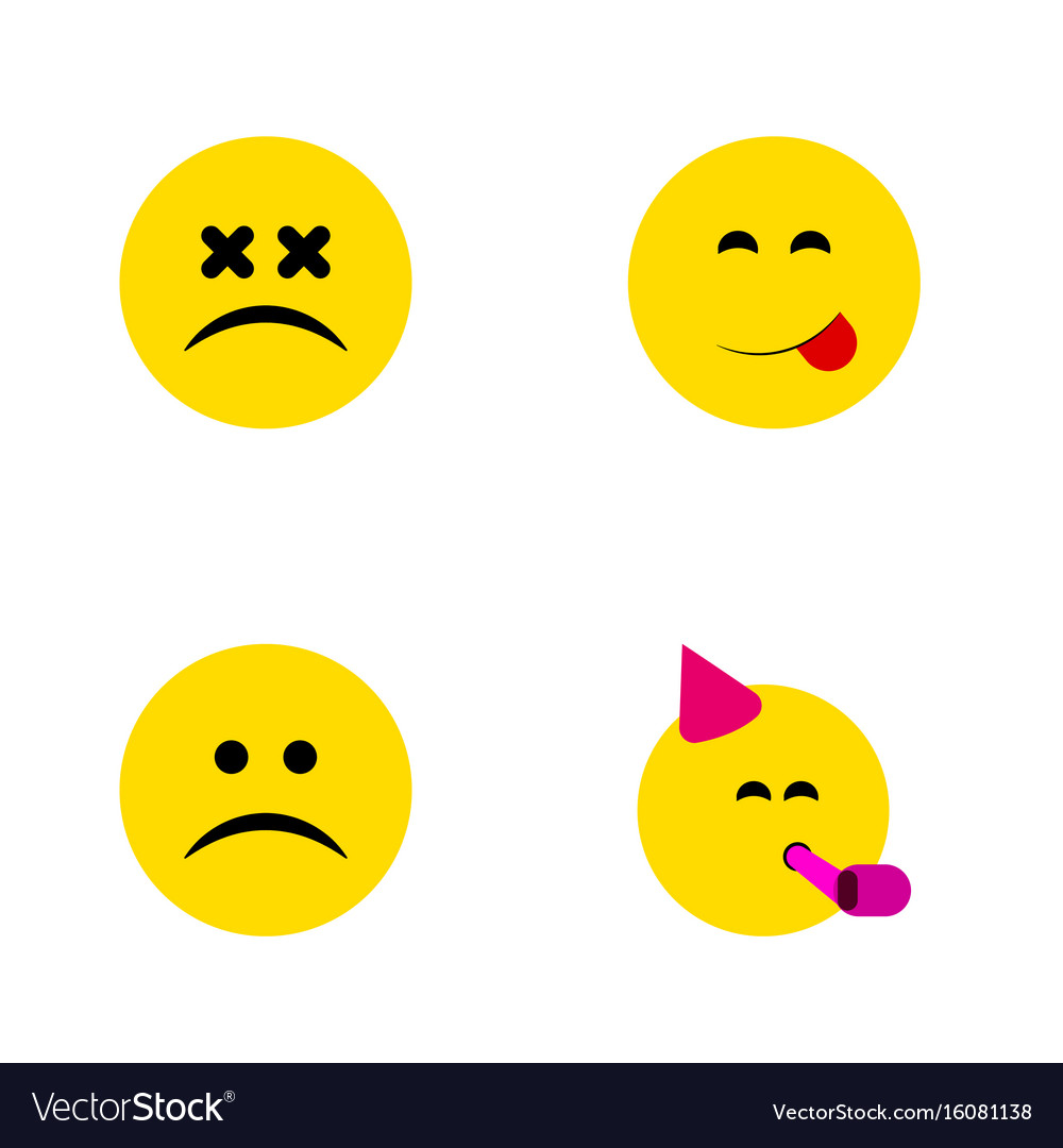 Flat icon face set of cross-eyed face sad Vector Image