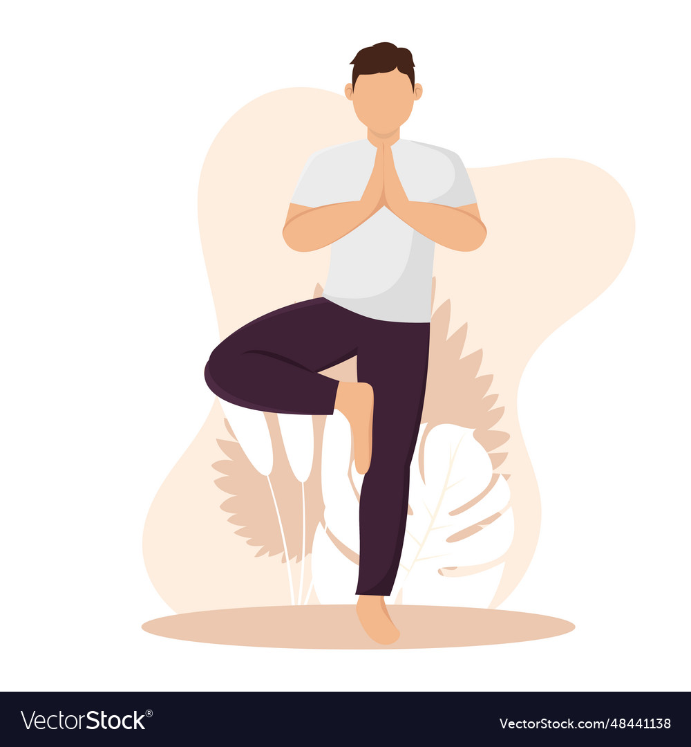 Isolated male character doing yoga Royalty Free Vector Image