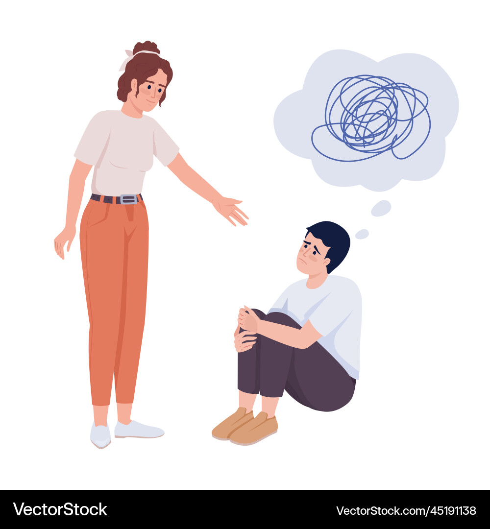 Mental support semi flat color characters Vector Image