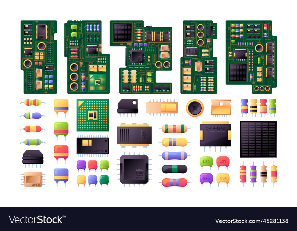 Semiconductor circuit boards hardware computer Vector Image