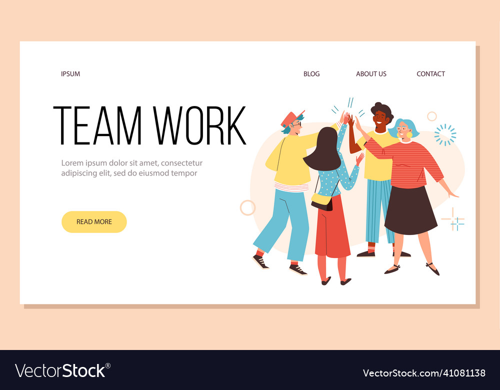 Team of cheerful colleagues high five each other Vector Image