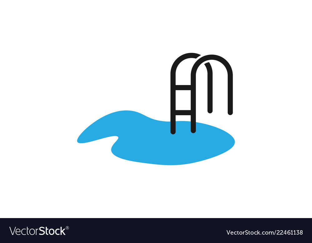 Wassertreppe Strand Pool Logo Design