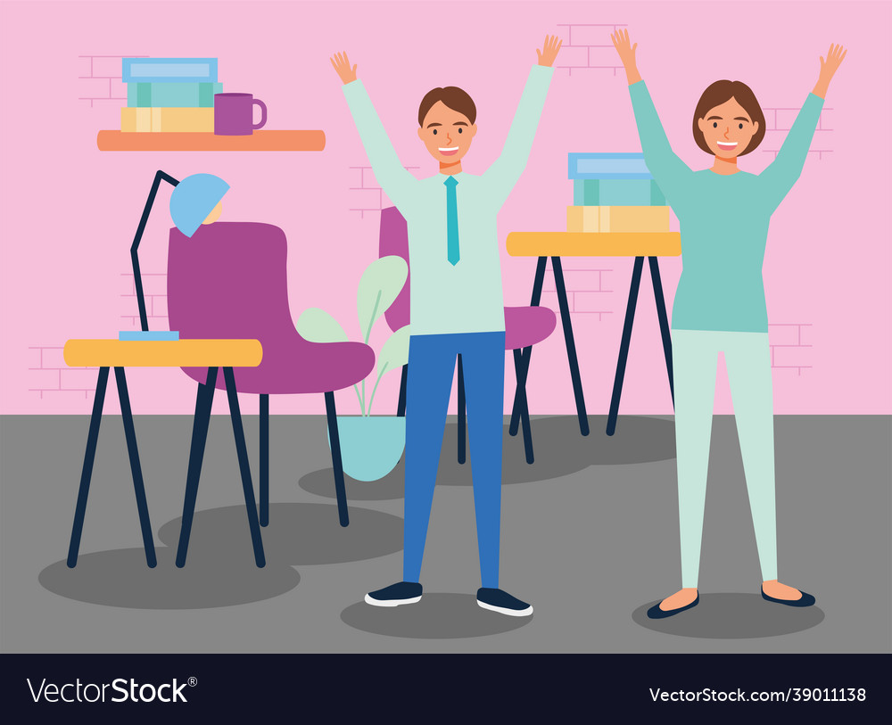 Workers practicing active break Royalty Free Vector Image