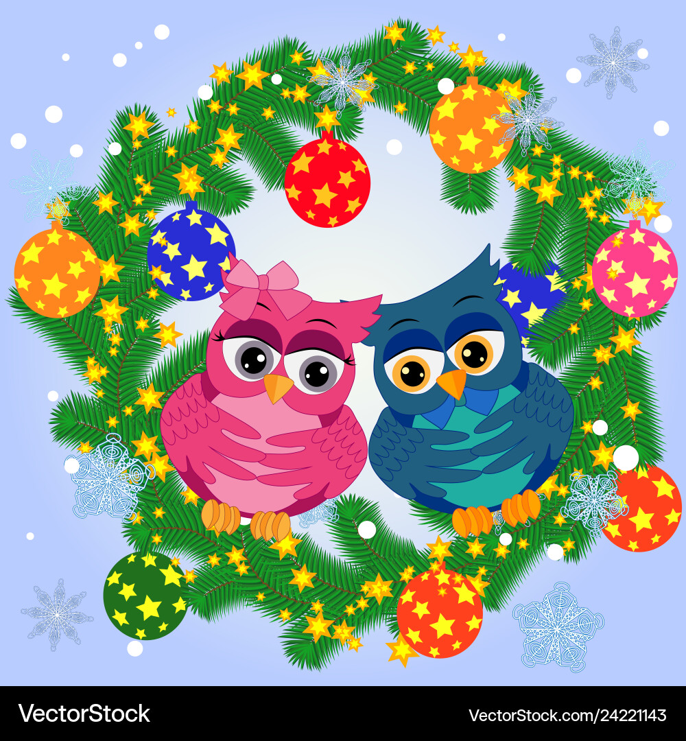 A christmas background with owl snowflakes Vector Image