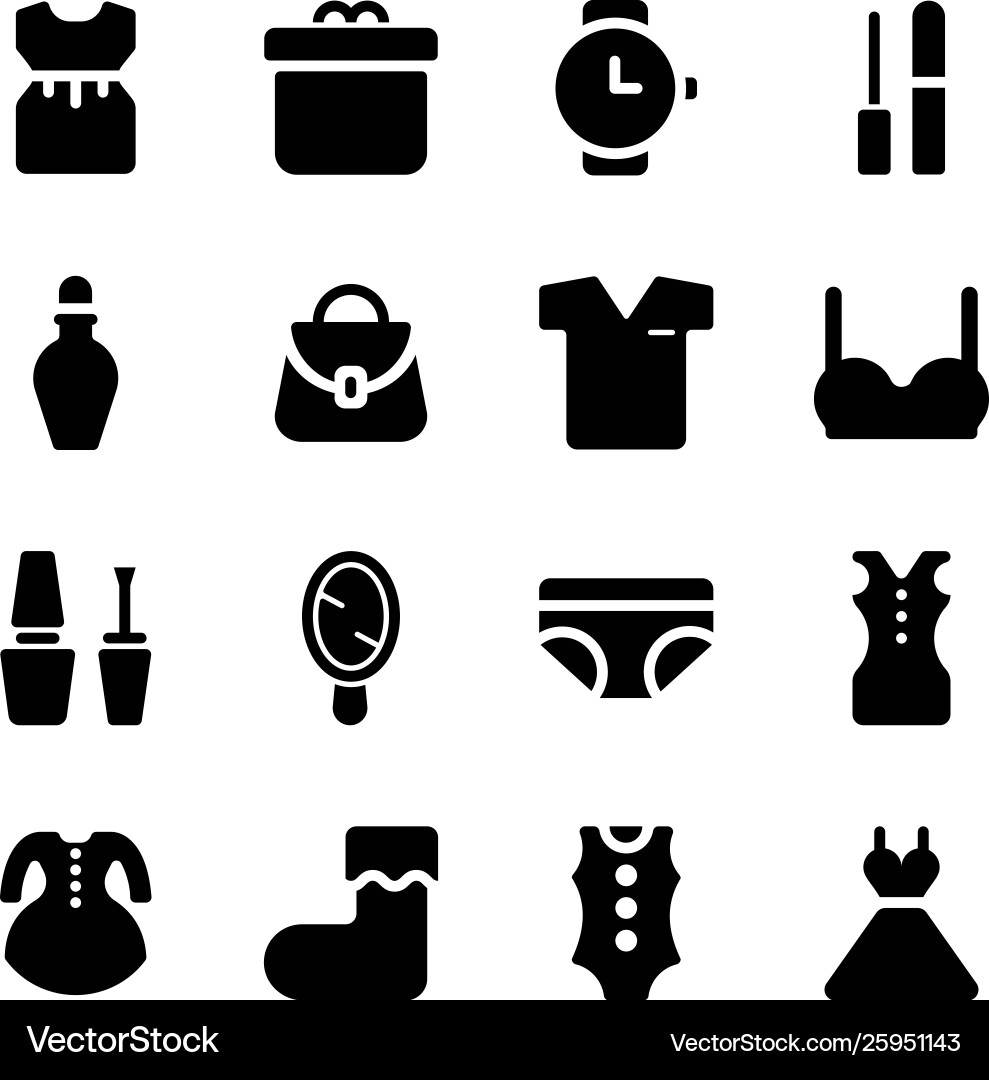 Fashion accessory icons set Royalty Free Vector Image