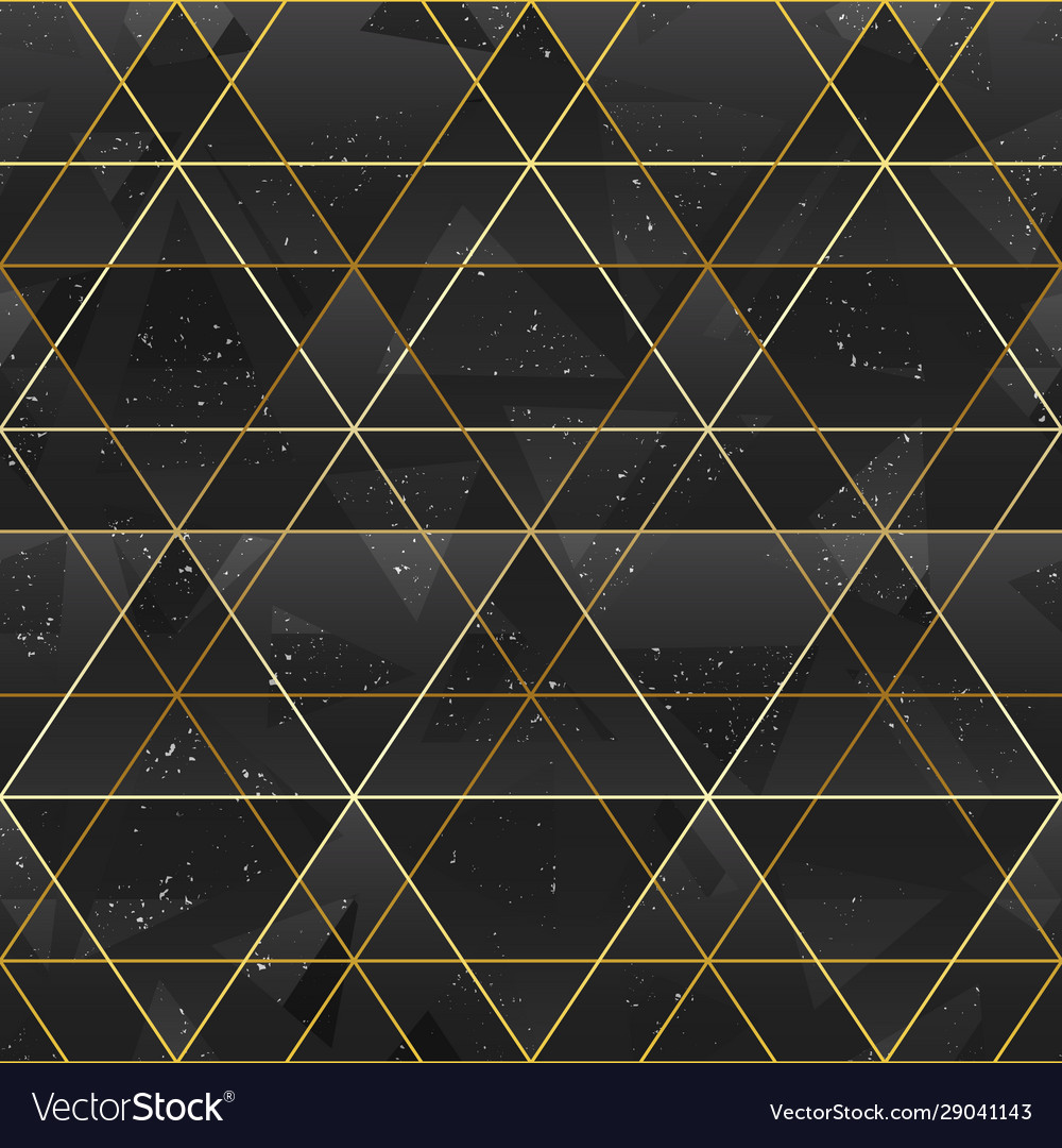 Gold triangle grid seamless pattern Royalty Free Vector