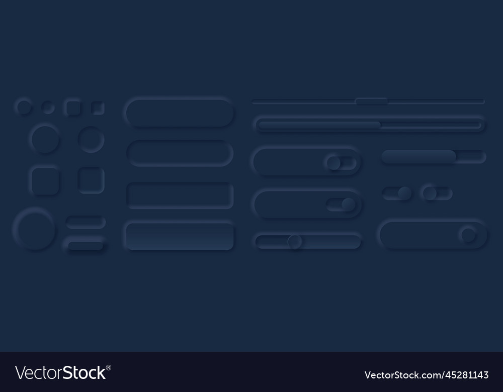 Neumorphism style ui black elements sliders Vector Image