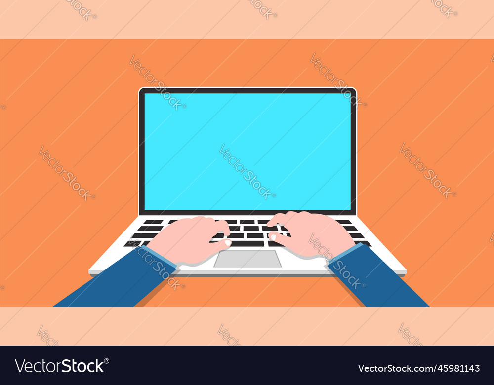 Typing working on laptop background Royalty Free Vector