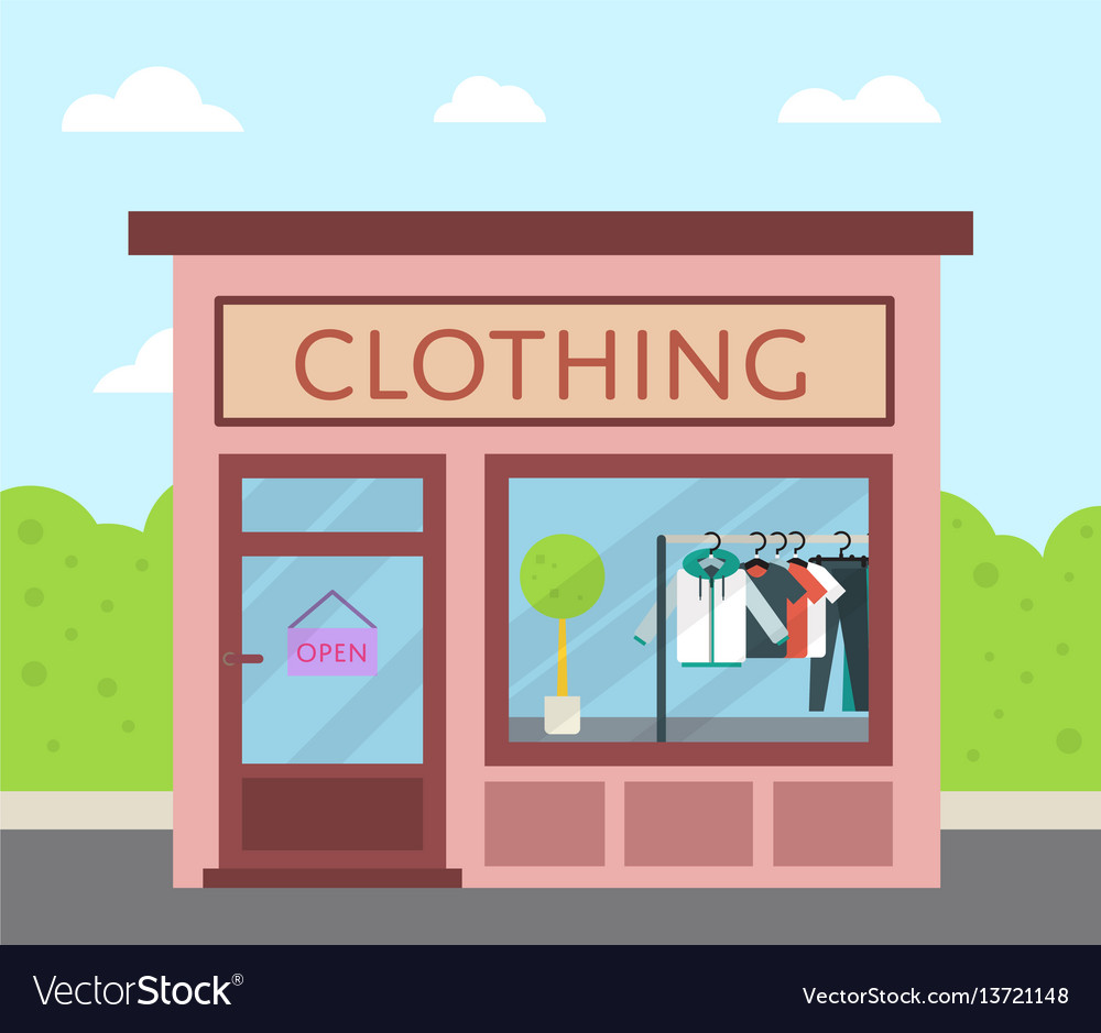 Facade clothing store building in flat design Vector Image